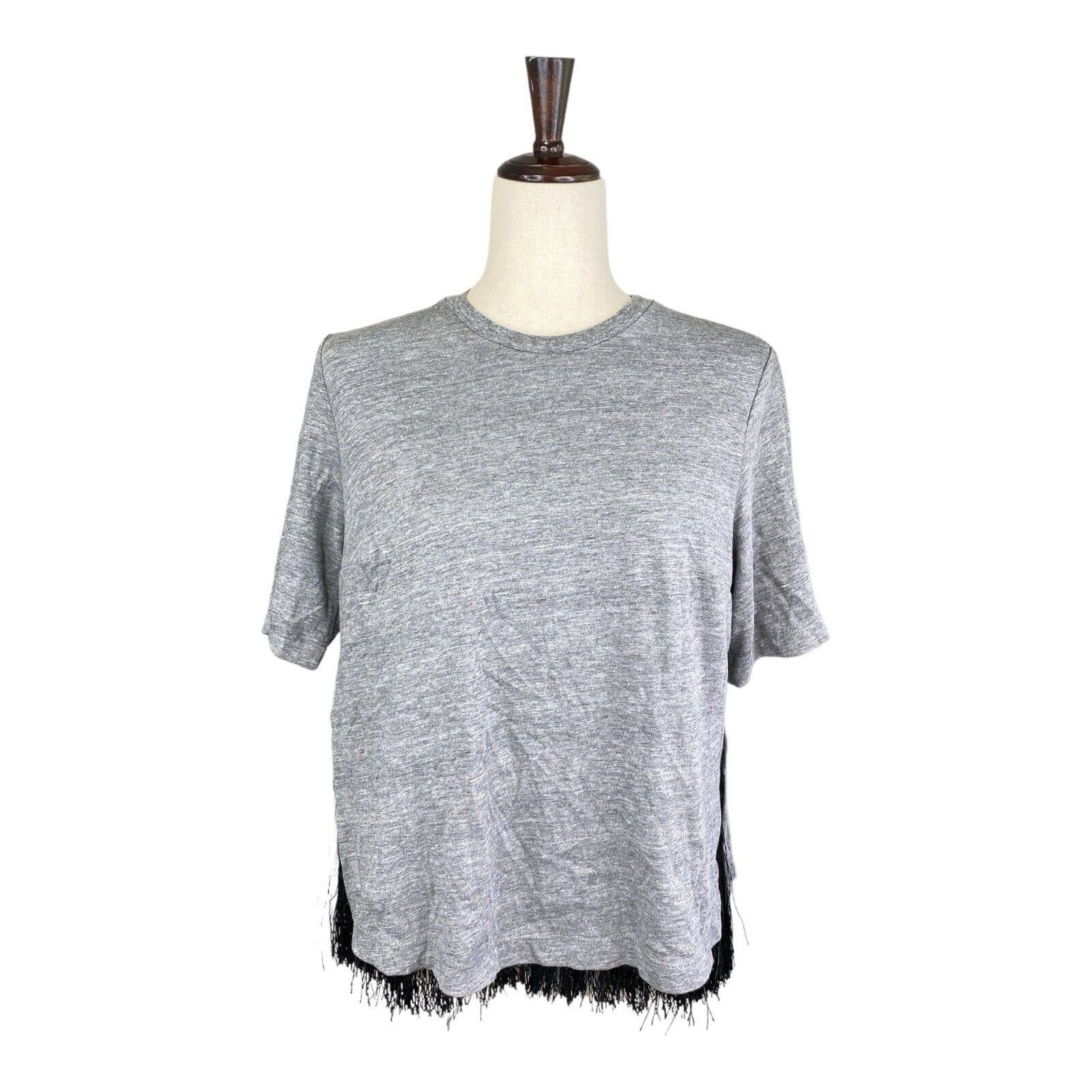 New Le Superbe Womens Gray Coco Fringe T-Shirt Size Small